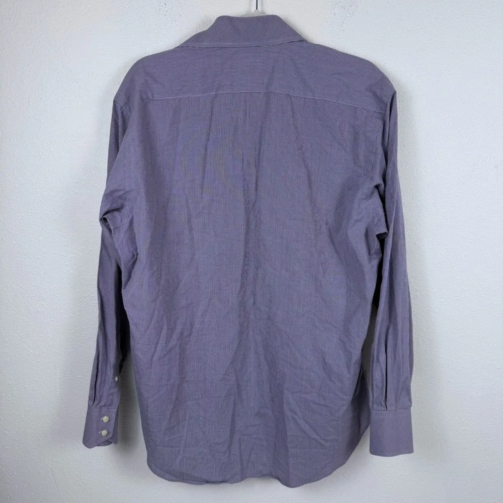 Tailorbyrd Mens Purple Micro Check 100% 2-Ply Cotton Button Down Shirt‎ Size M